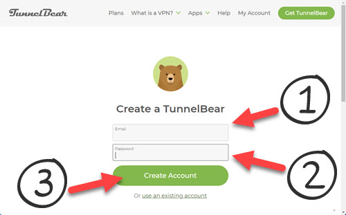 TunnelBear crear cuenta