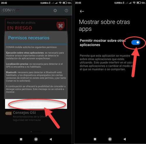 Permisos de la aplicación