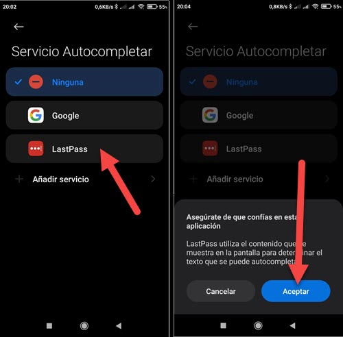 Servicio autocompletar en Android