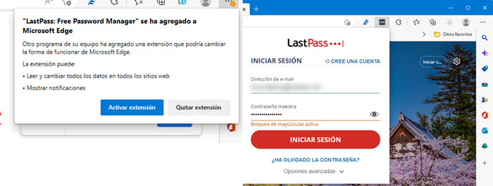 Extensión de LastPass