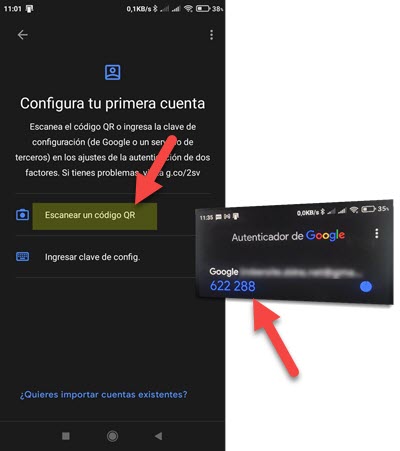 Asocia tu cuenta de Google con Authenticator