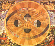 Representación del universo heliocéntrico de Copérnico 