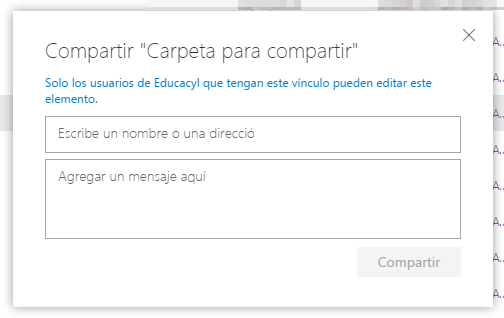 Cuadro de diálogo Compartir con usuarios