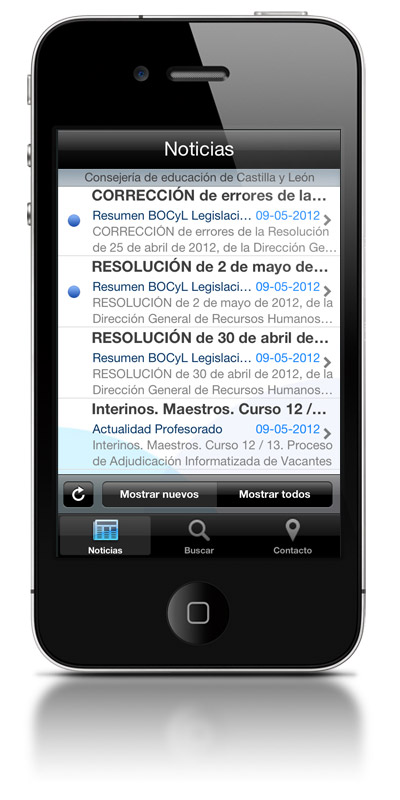Iphone. Listado de noticias