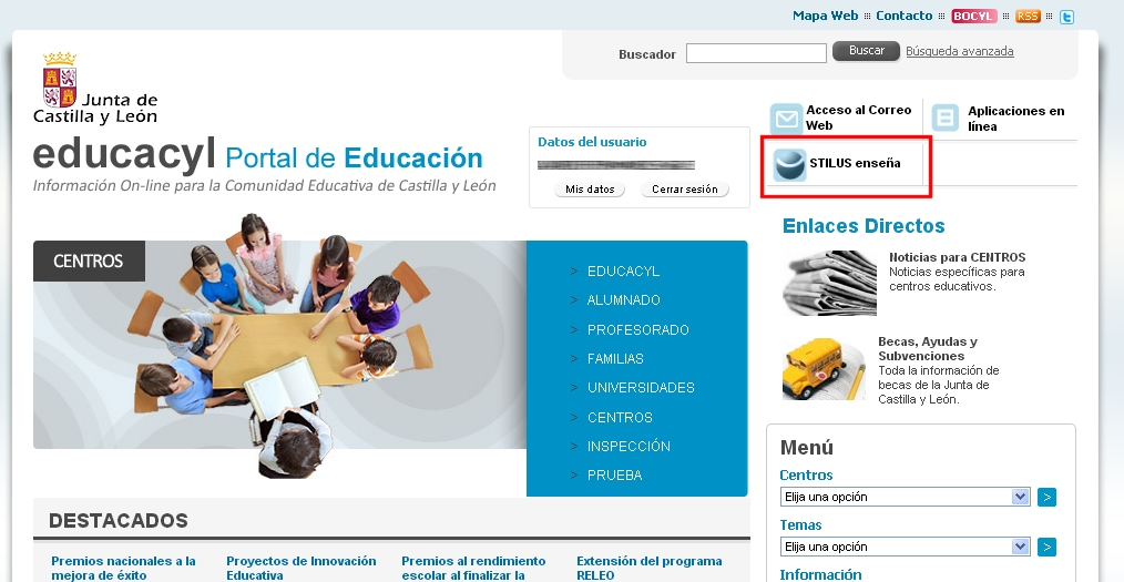 Imagen 1. Acceso a STILUS enseña