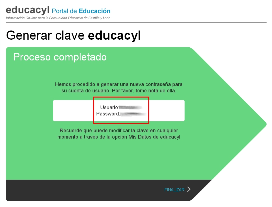 Se muestran las credenciales