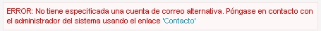 Imagen de Error. No hay correo alternativo