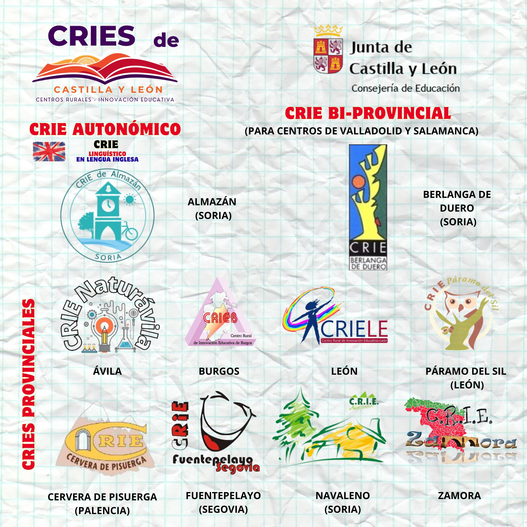 CRIEs de Castilla y León Logo with Book and Hills